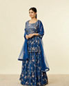 alt message - Mohey Women Indigo Blue Floral Patterned Fusion Lehenga image number 2