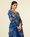 alt message - Mohey Women Indigo Blue Floral Patterned Fusion Lehenga image number 1