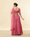 Mohey Women Watermelon Pink Floral Print Sequined Lehenga