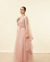 alt message - Mohey Women Light Pink Stone Work Lehenga image number 3