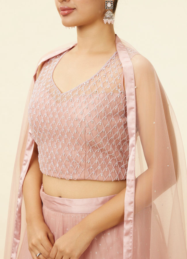 Mohey Women Light Pink Stone Work Lehenga