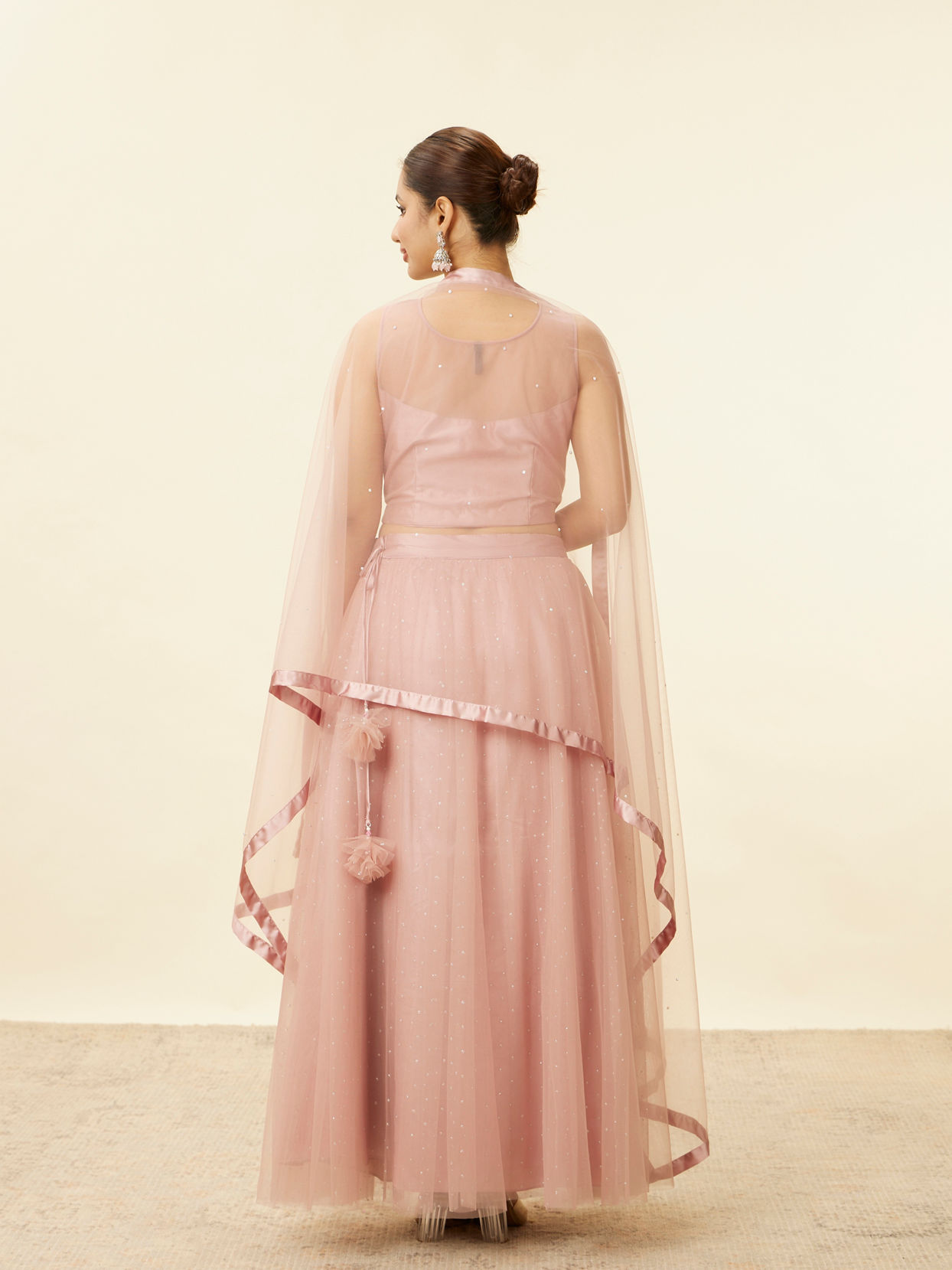 Mohey Women Light Pink Stone Work Lehenga