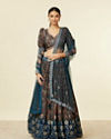 Mohey Women Teal Blue Bel Buti Patterned Lehenga