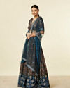 Mohey Women Teal Blue Bel Buti Patterned Lehenga