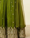 alt message - Mohey Women Mehandi Green Buta Patterned Lehenga image number 3