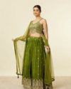 alt message - Mohey Women Mehandi Green Buta Patterned Lehenga image number 2