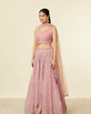 alt message - Mohey Women Coral Pink Floral Patterned Lehenga image number 2