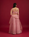 Mohey Women Coral Pink Floral Patterned Lehenga