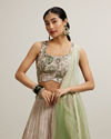 Mohey Women Pista Floral Crop Top Lehenga with Sequin Work