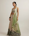 Mohey Women Pista Floral Crop Top Lehenga with Sequin Work