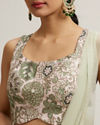Mohey Women Pista Floral Crop Top Lehenga with Sequin Work