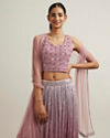 Mohey Women Elegant Purple Hand Embroidered Lehenga