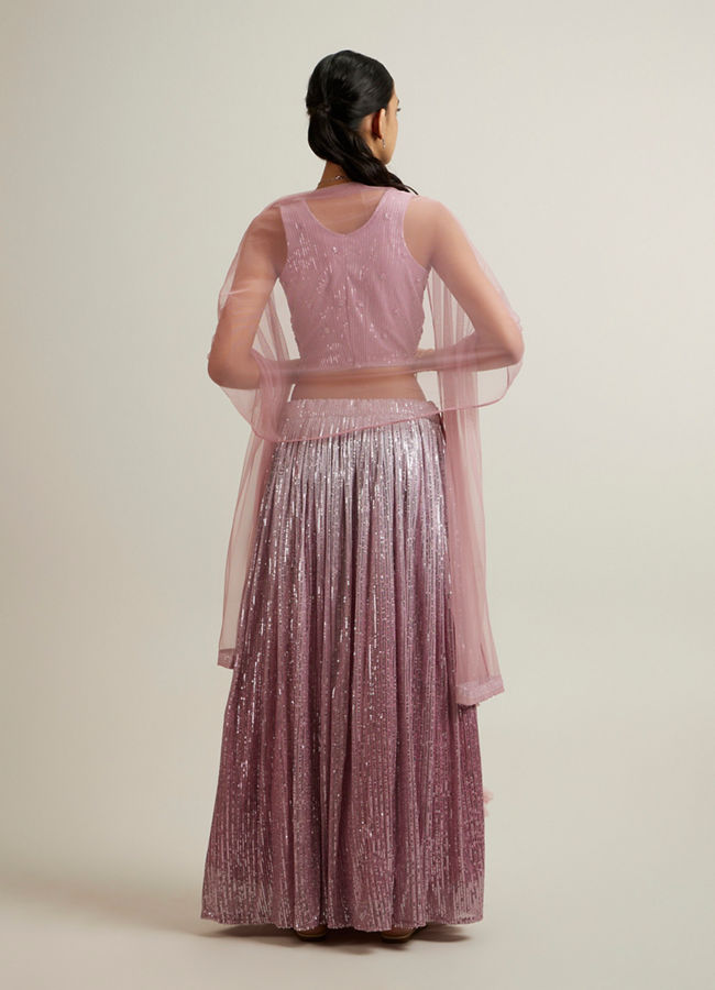 Mohey Women Elegant Purple Hand Embroidered Lehenga