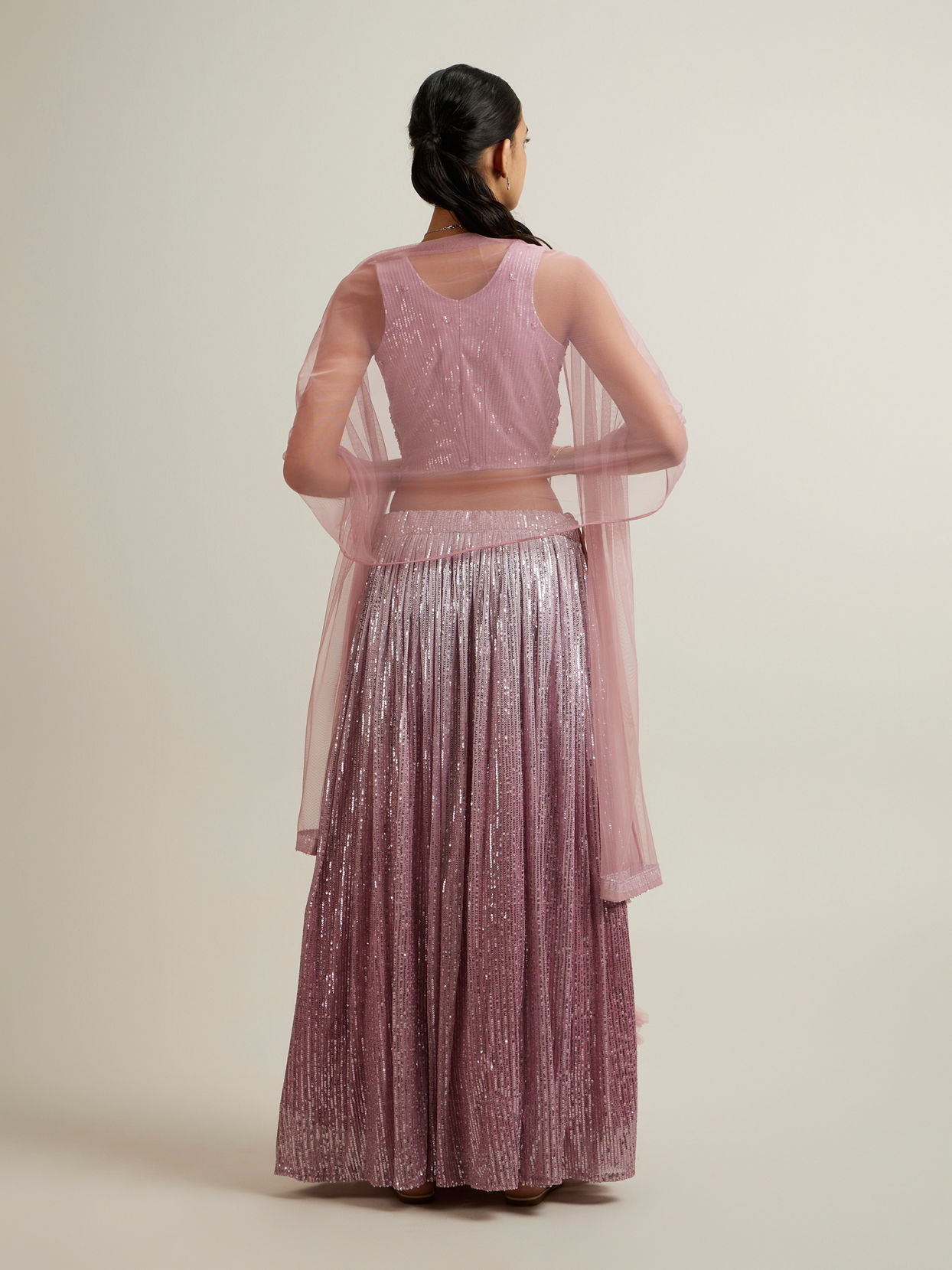 Mohey Women Elegant Purple Hand Embroidered Lehenga