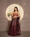 Mohey Women Purple Plisse Detailed Crop Top Lehenga