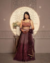 Mohey Women Purple Plisse Detailed Crop Top Lehenga