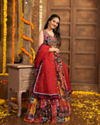 alt message - Mohey Women Orange Lehenga with Peacock Motifs image number 0