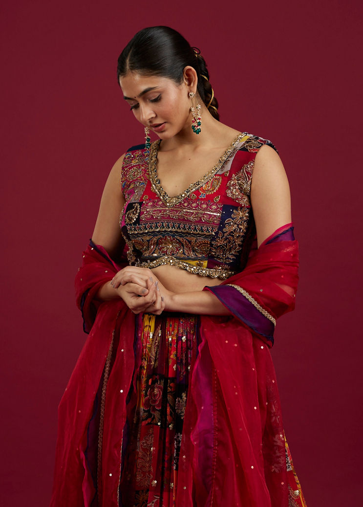 red lehenga wedding dress Sandflare Red Bridal Lehenga