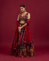 Mohey Women Orange Lehenga with Peacock Motifs
