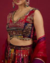 Mohey Women Orange Lehenga with Peacock Motifs