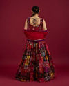 Mohey Women Orange Lehenga with Peacock Motifs