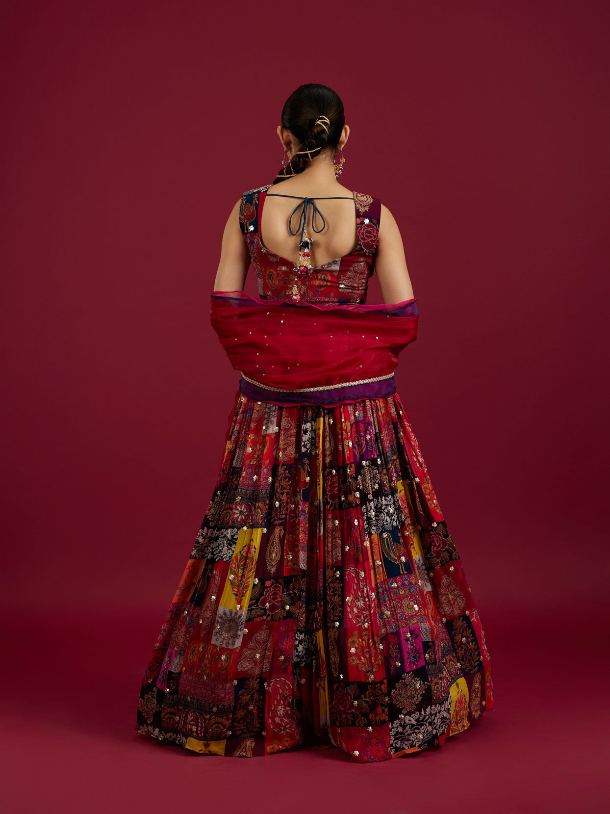 Mohey Women Orange Lehenga with Peacock Motifs