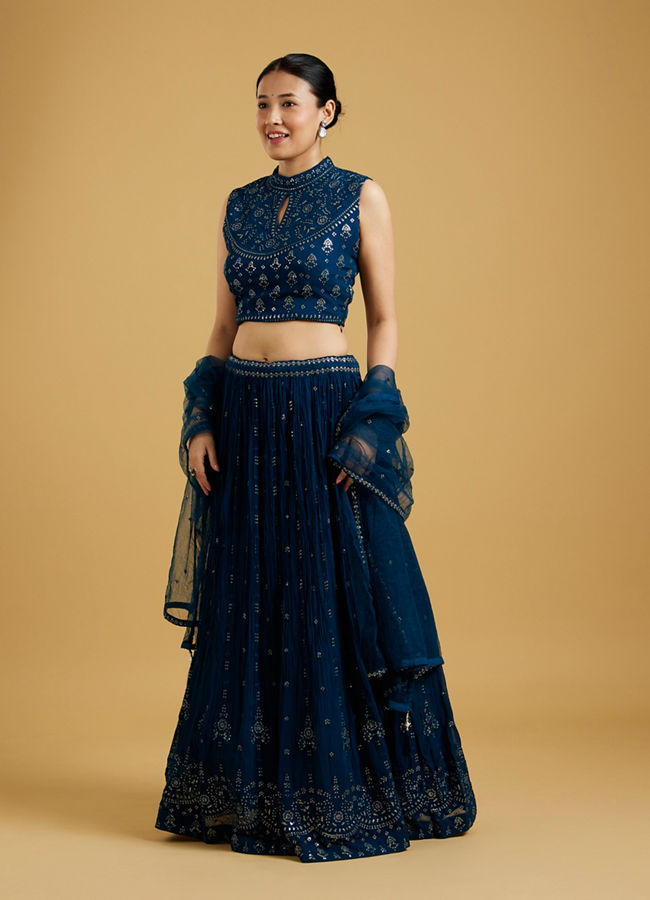 Mohey Women Blue Georgette Lively Lehenga