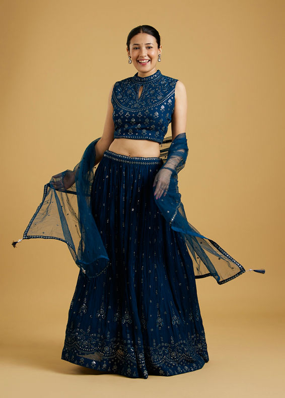 Mohey Women Blue Georgette Lively Lehenga