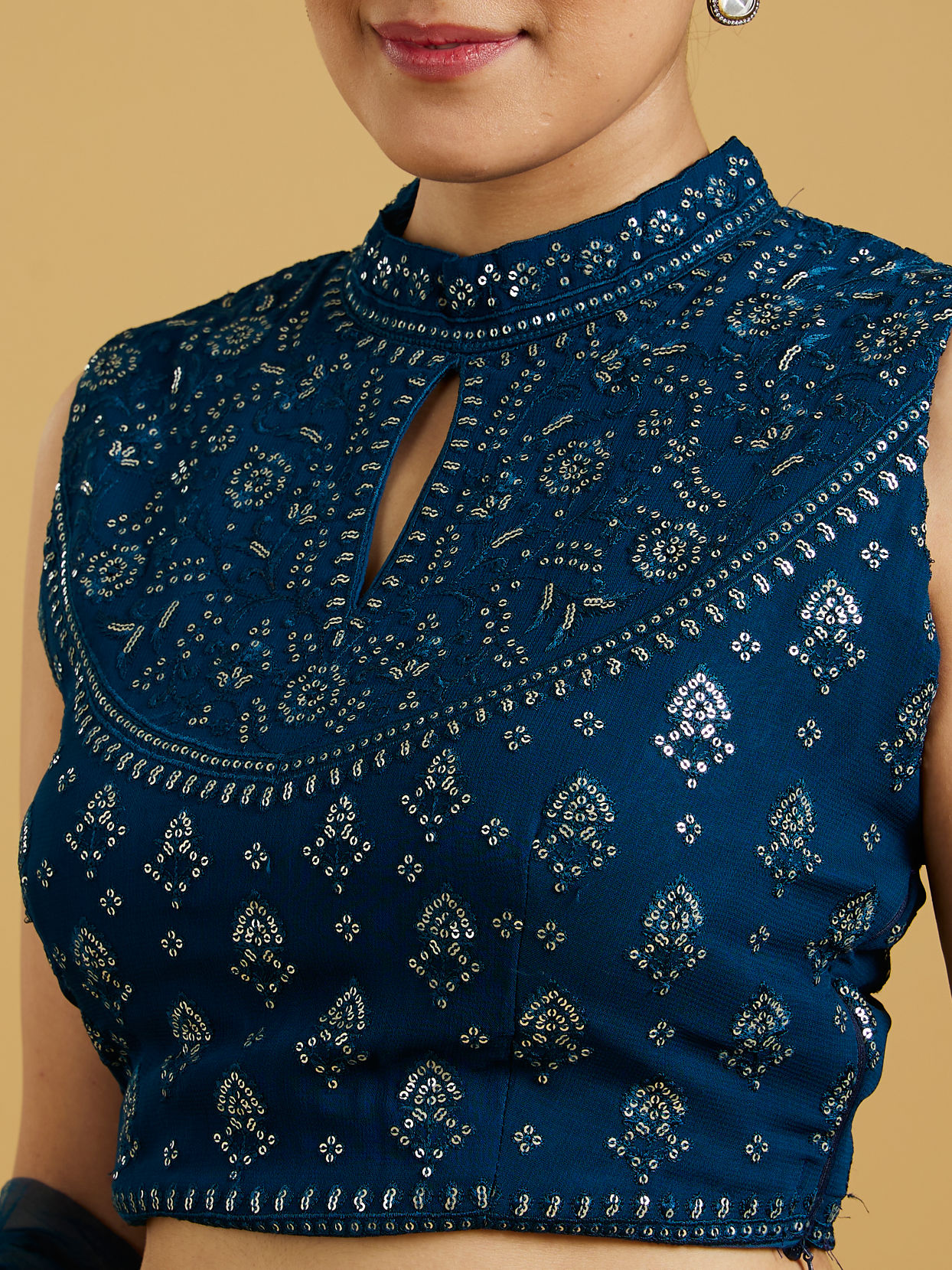 Mohey Women Blue Georgette Lively Lehenga