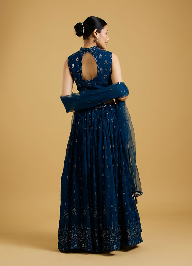 Mohey Women Blue Georgette Lively Lehenga