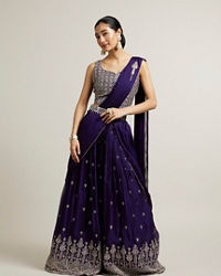 Mohey Women Festive Purple Georgette Lehenga