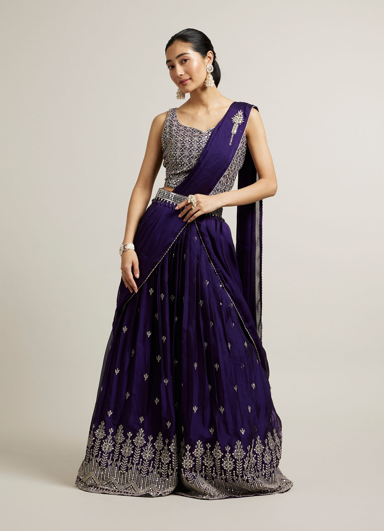 Mohey Women Festive Purple Georgette Lehenga