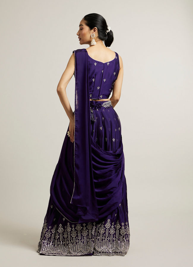 Mohey Women Festive Purple Georgette Lehenga