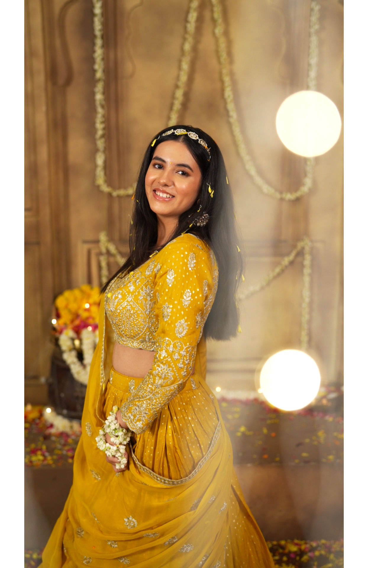 Mohey Women Mustard Yellow Imperial Paisley Patterned Lehenga