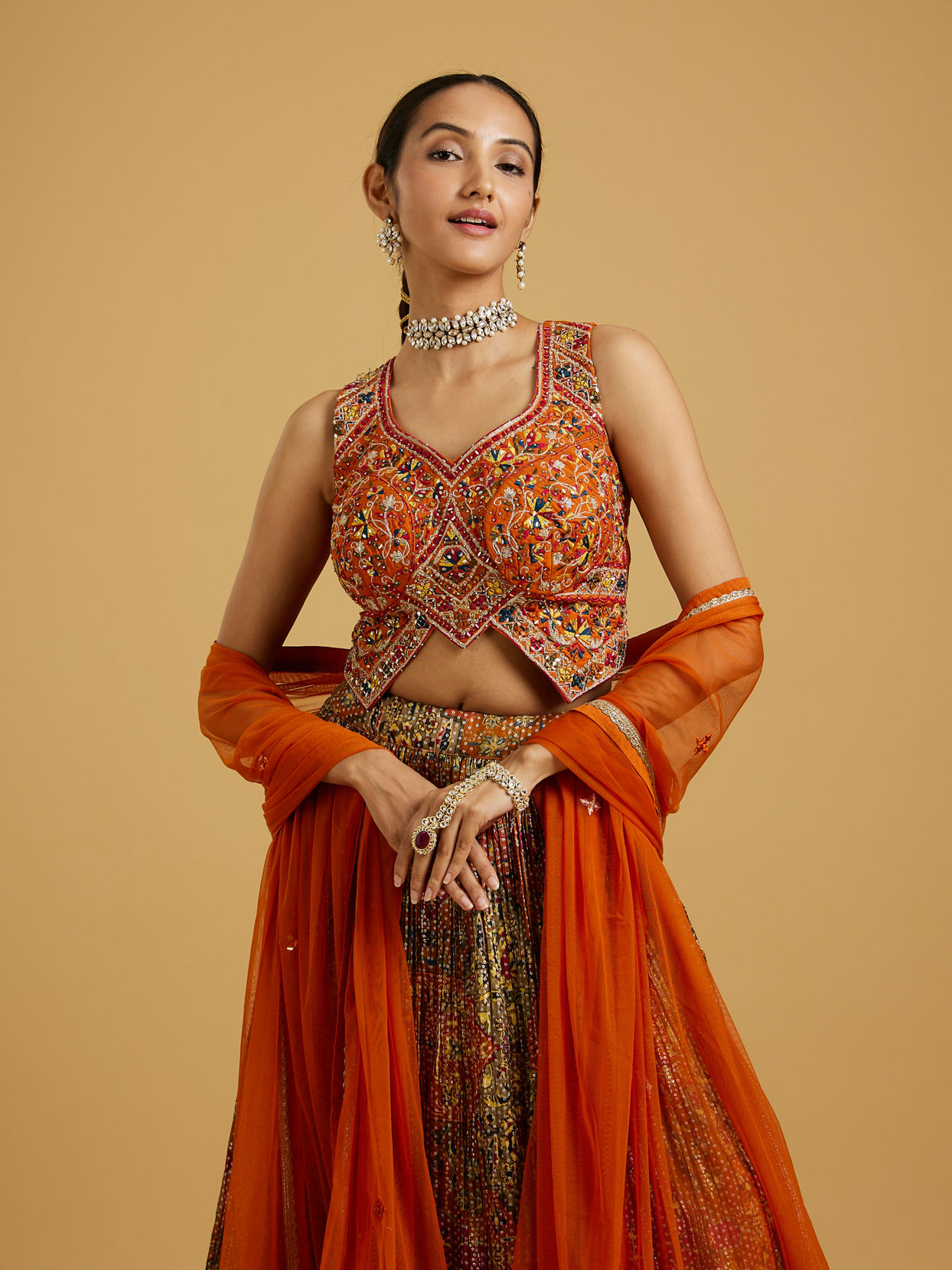 Mohey Women Mustard Elegance Lehenga