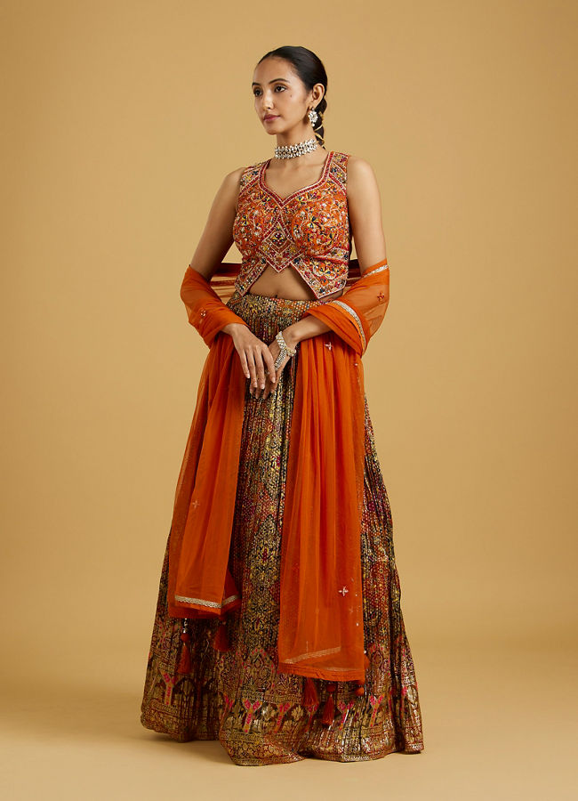 Mohey Women Mustard Elegance Art Silk Lehenga