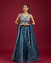 Mohey Women Blue Organdy Elegance Lehenga