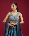 Mohey Women Blue Organdy Elegance Lehenga
