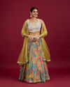 Ethereal Green Chinon Lehenga