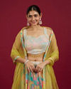 Mohey Women Ethereal Green Chinon Lehenga image number 1