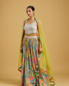 Mohey Women Ethereal Green Chinon Lehenga image number 2