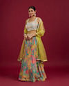 Mohey Women Ethereal Green Chinon Lehenga image number 2