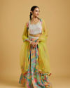 Mohey Women Ethereal Green Chinon Lehenga image number 0