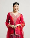 alt message - Mohey Women Scarlet Elegance Georgette Lehenga image number 1