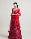 alt message - Mohey Women Scarlet Elegance Georgette Lehenga image number 2