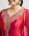 alt message - Mohey Women Scarlet Elegance Georgette Lehenga image number 3