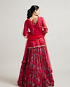 alt message - Mohey Women Scarlet Elegance Georgette Lehenga image number 4