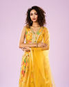Mohey Women Glowing Yellow Organza Lehenga