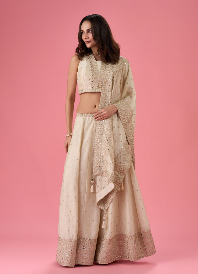 Mohey Women Cream Enchanting Lehenga