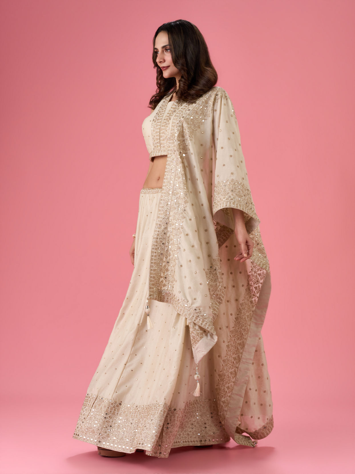 Mohey Women Cream Enchanting Lehenga